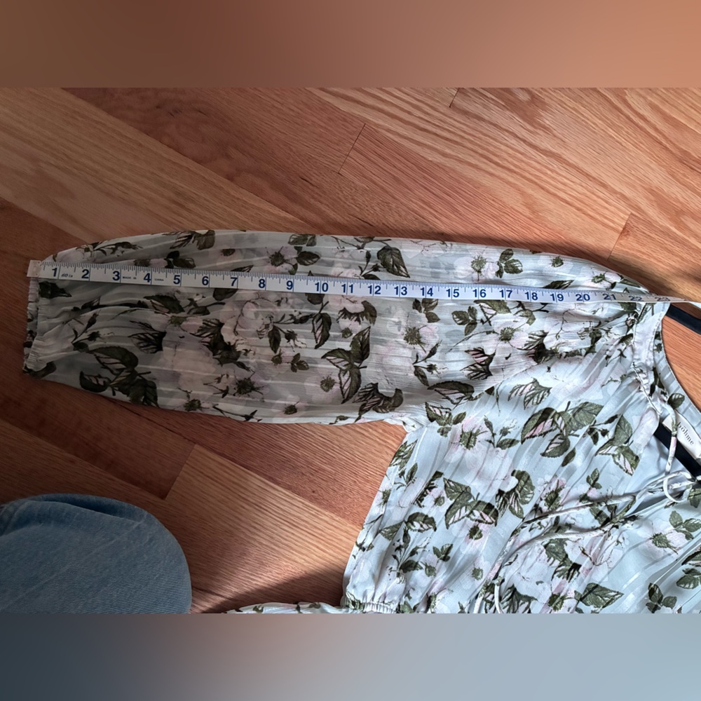 Bohme green and White Floral‎ Long Sleeve midi Dress - Picture 8 of 10